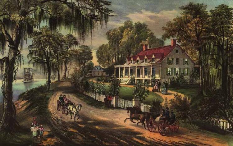 Currier and Ives A Home on the Mississippi Sweden oil painting art